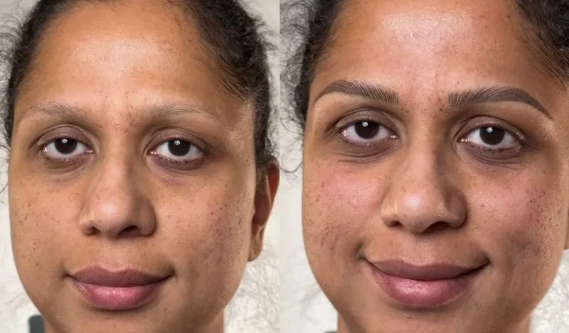 Powder brows before and after