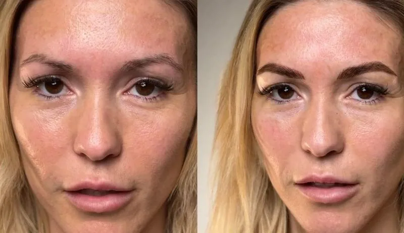 Nano Brows before and after, client result 2, Leander TX