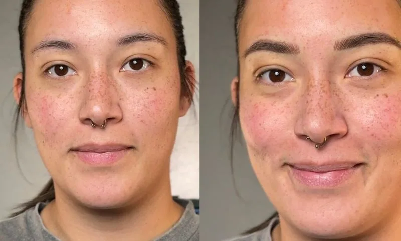 Powder Brows before and after, client result 2, Leander TX
