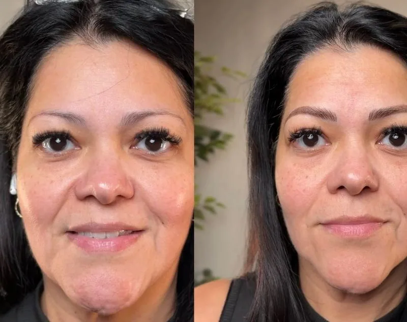 Ombré Brows before and after, client result 2, Leander TX