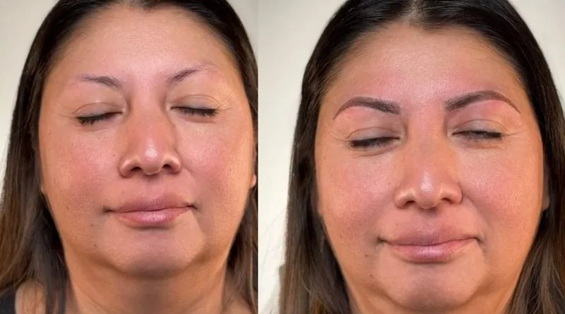 Combo Brows before and after, client result 3, Leander TX