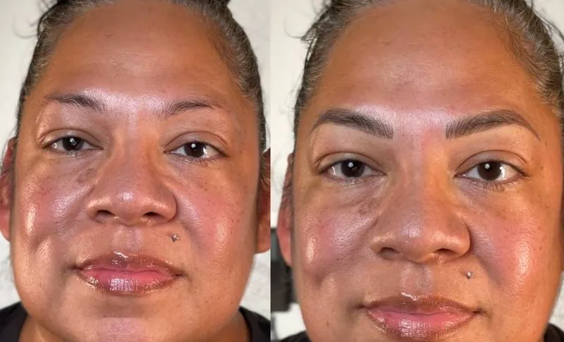 Hair-Stroke Brows before and after, client result 3, Leander TX