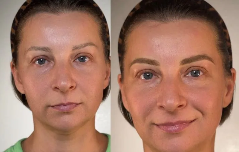 Ombré Brows before and after, client result 3, Leander TX
