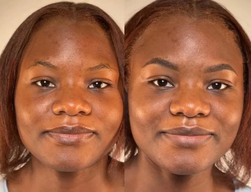 Powder Brows, Healed before and after, client result 3, Leander TX