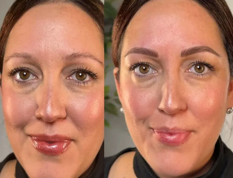 Powder Brows before and after, client result 4, Leander TX