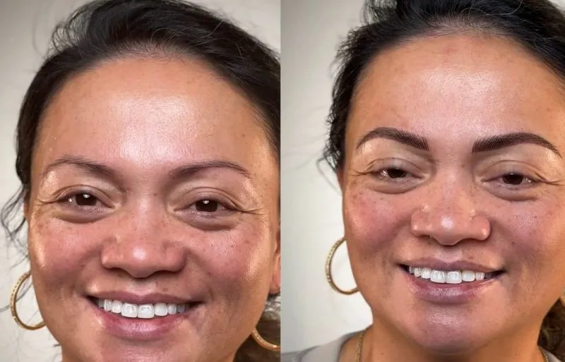 Powder Brows, Healed before and after, client result 4, Leander TX