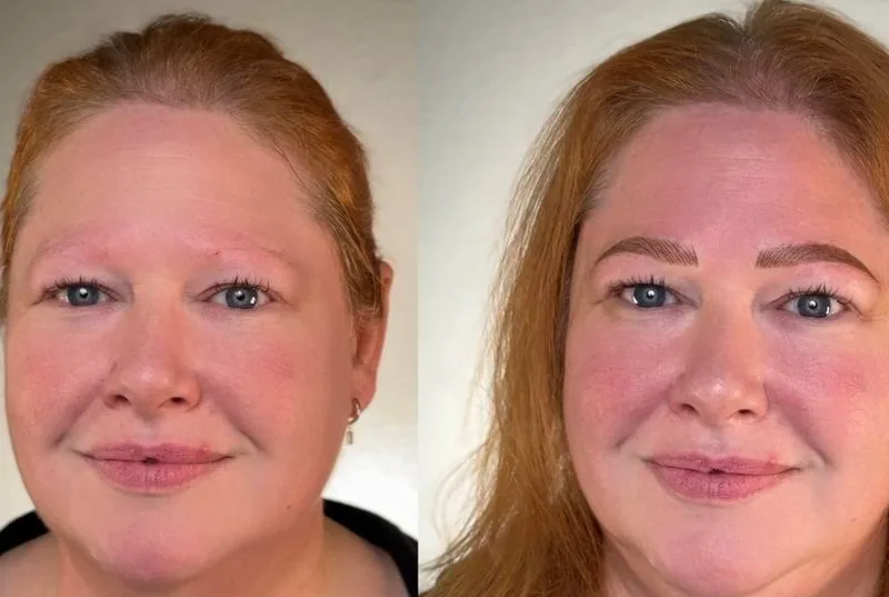 Nano Brows before and after, client result 5, Leander TX