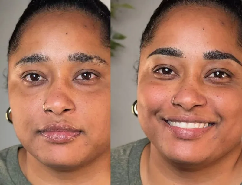 Powder Brows before and after, client result 5, Leander TX
