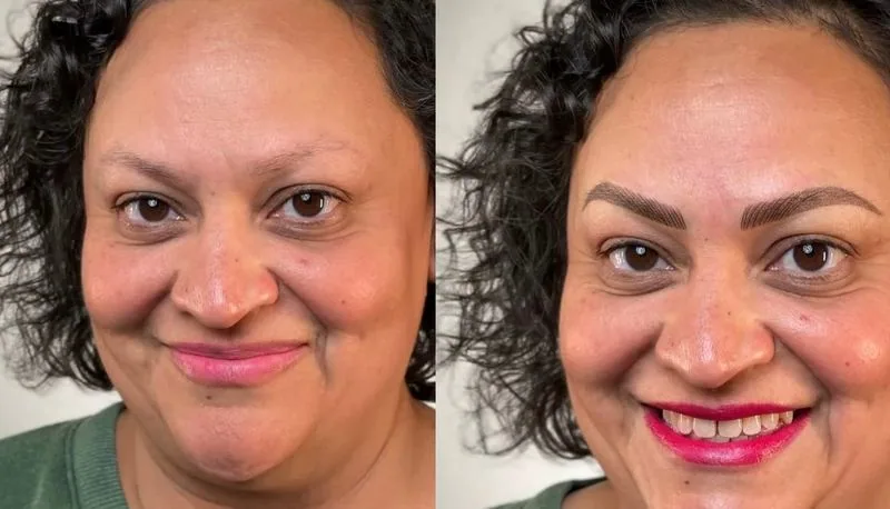 Combo Brows before and after, client result 5, Leander TX