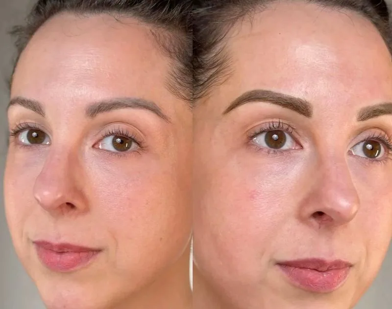 Hair-Stroke Brows before and after, client result 5, Leander TX