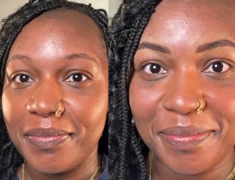 Powder Brows before and after, client result 6, Leander TX