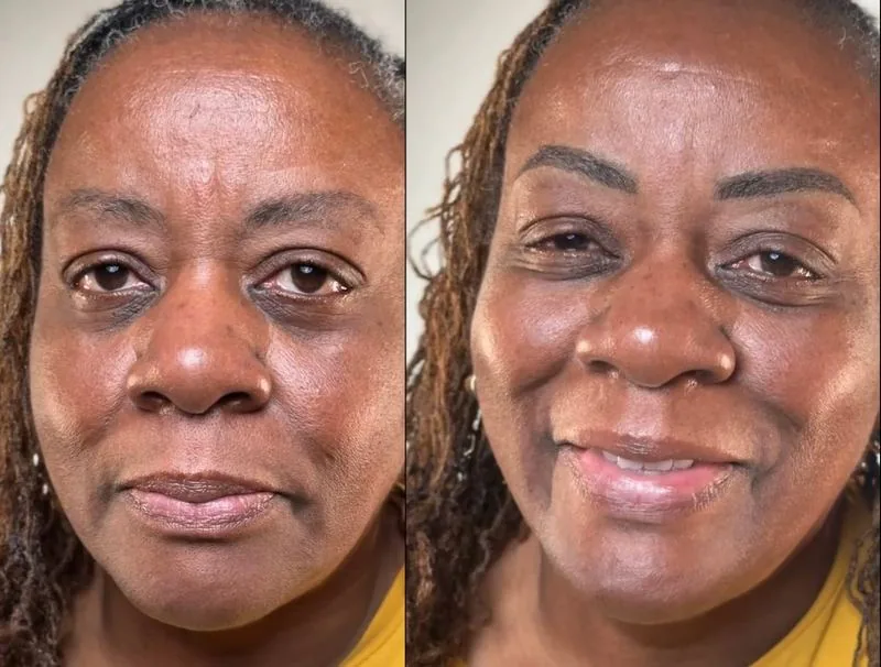 Hair-Stroke Brows before and after, client result 6, Leander TX