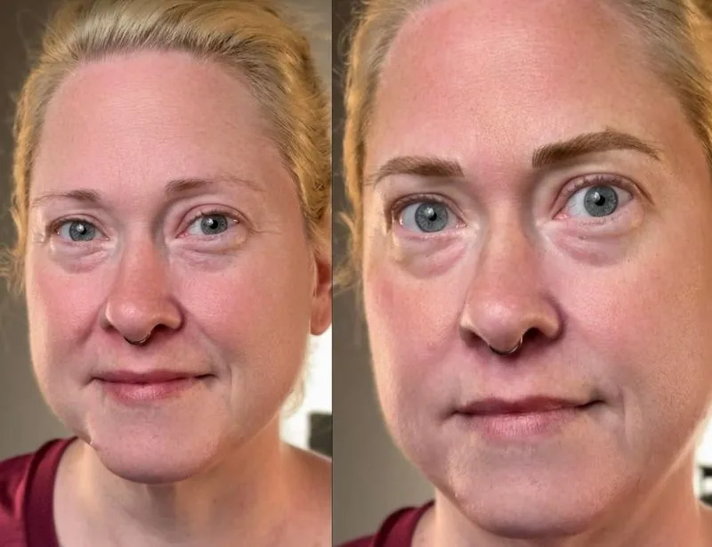 Powder Brows, Healed before and after, client result 6, Leander TX