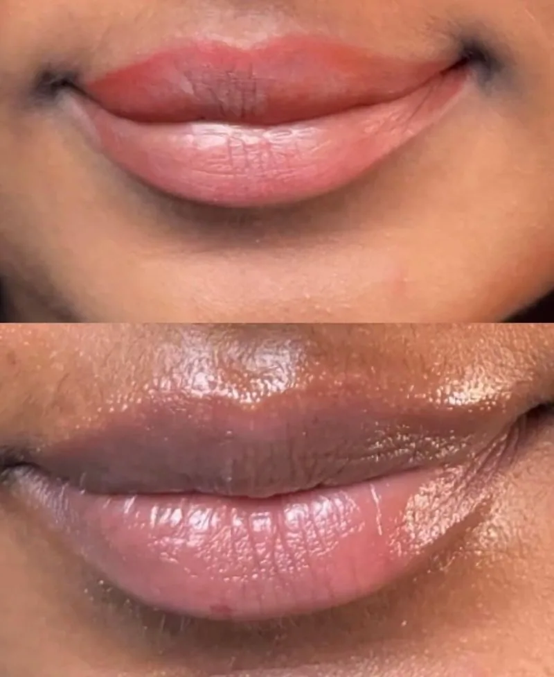 Lip Blush before and after, client result 3, Leander TX