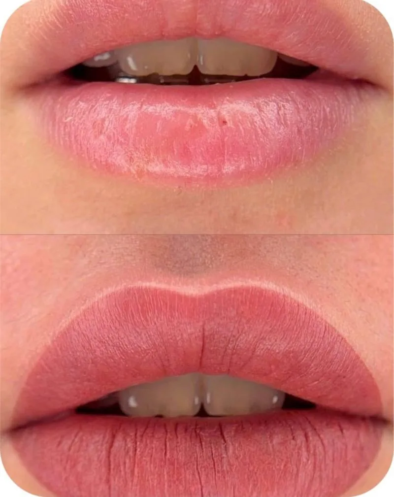 Dark Lip Neutralization before and after, client result 3, Leander TX