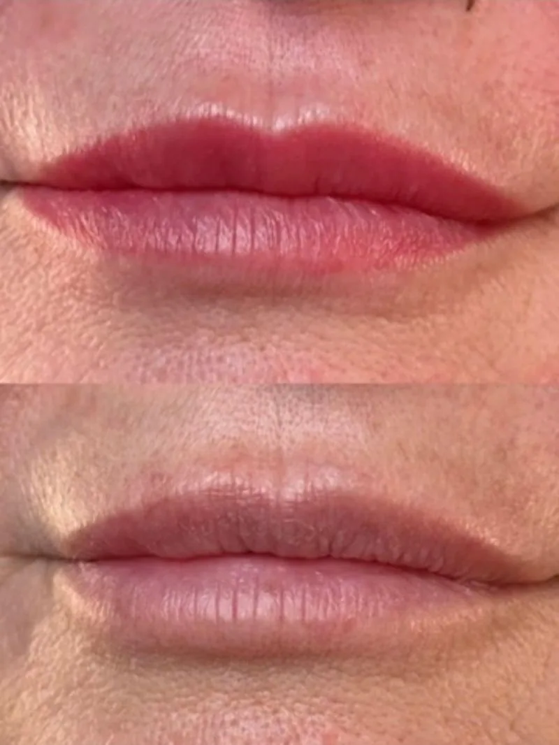 Lip Blush, Healed before and after, client result 4, Leander TX