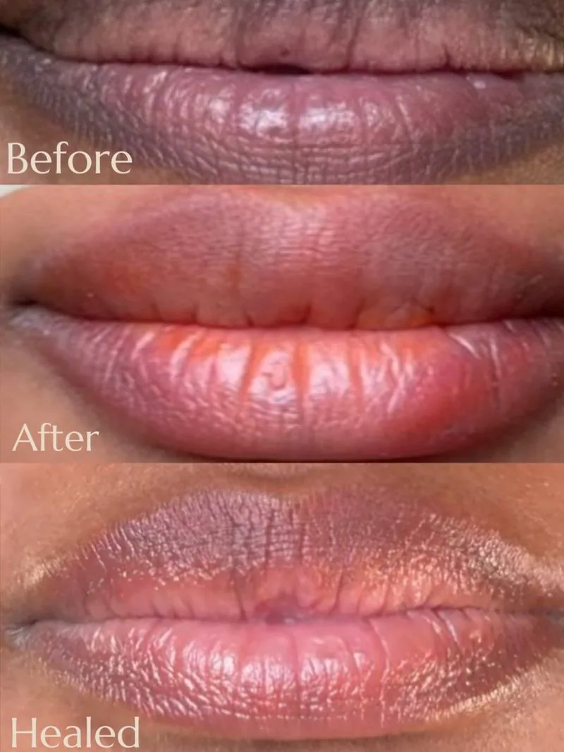 Dark Lip Neutralization before and after, client result 4, Leander TX